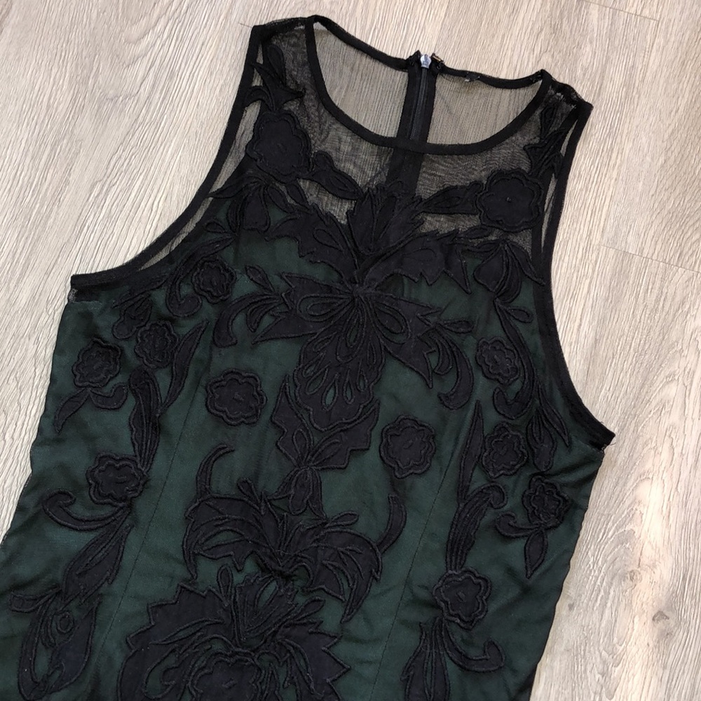 Dark green lace mini dress